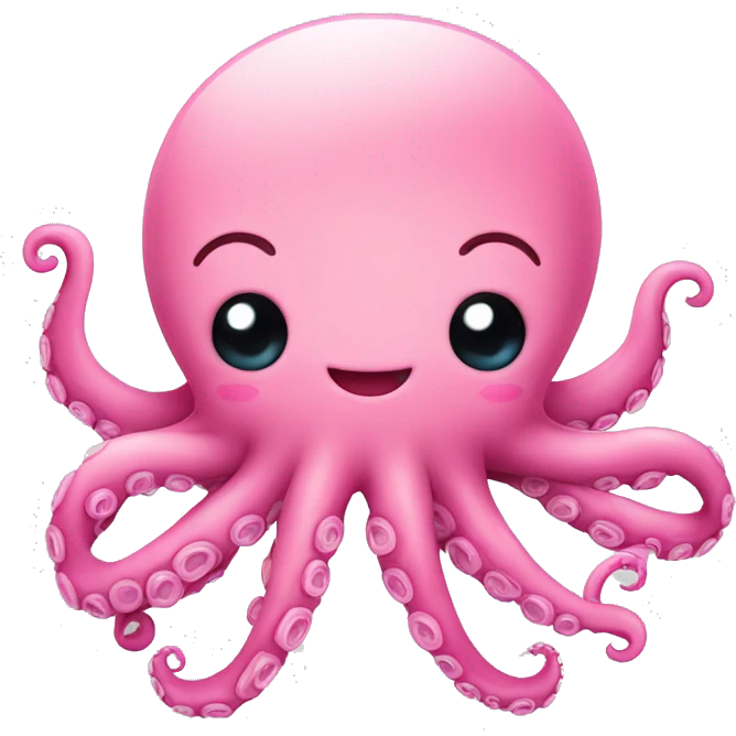 Pink octopus with cute face and smile emoji