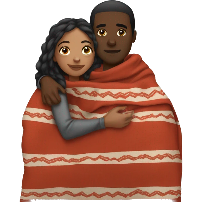 couple (black girl, marrocan guy) cuddling in a blanket emoji