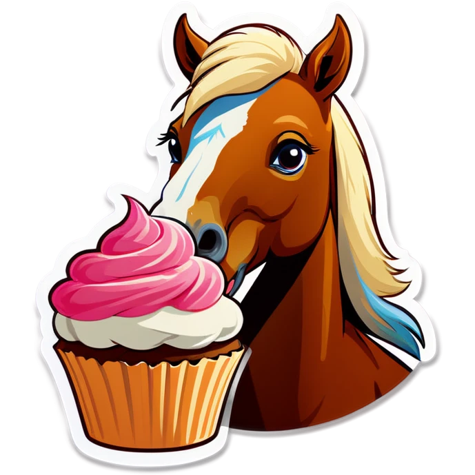 -horse eating a cupcake emoji