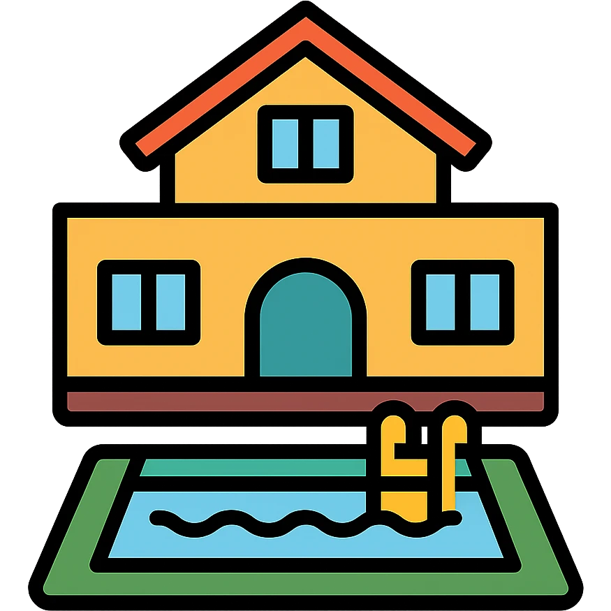 luxury home with indoor pool, color outline icon emoji