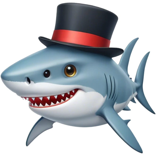 Shark with a top hat emoji