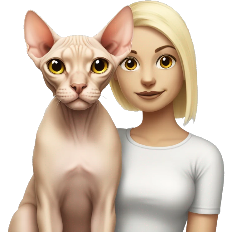 Sphynx cat with blonde girl emoji