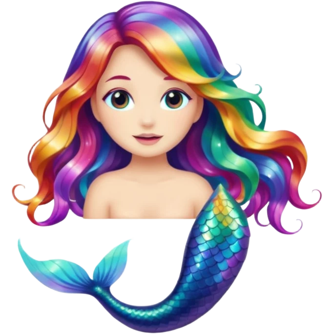 Iridescent mermaid hair emoji
