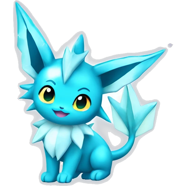 Kawaii Gorgeous Beautiful Shiny Sparkly Vaporeon-Glaceon-Pokémon full body emoji
