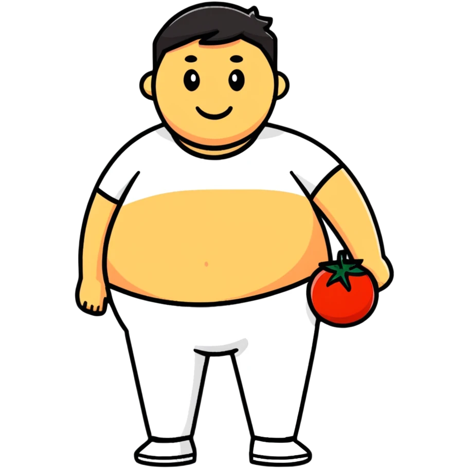 man with a tomato for a belly emoji
