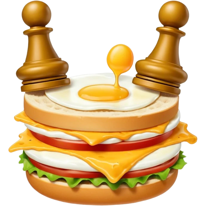 Chess pieces boxing on an egg sandwich emoji