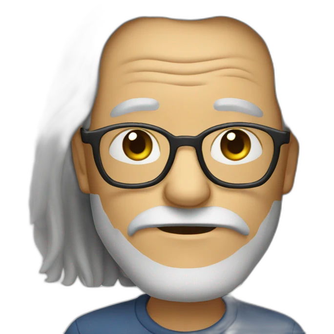 old man with glasses and long hair without mustache emoji