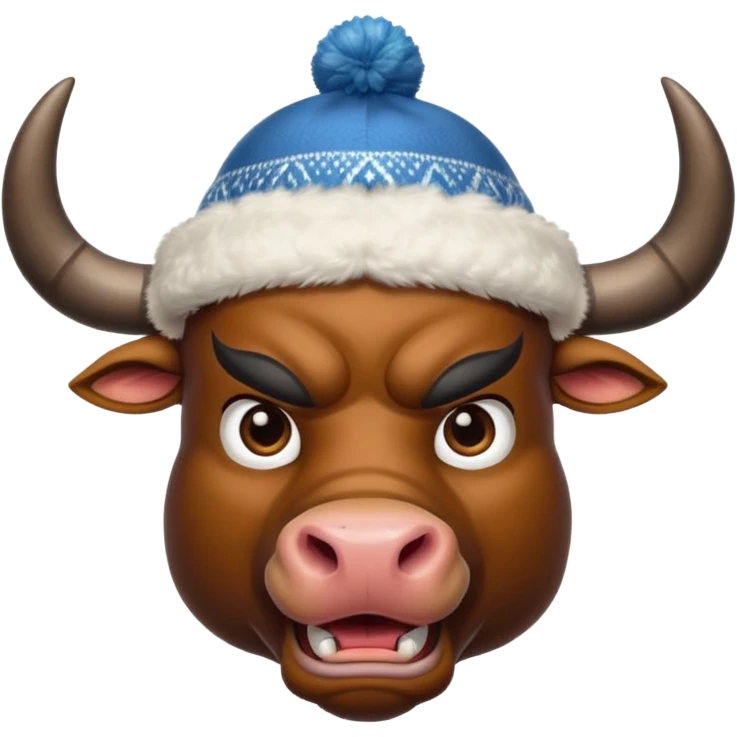 angry winter New Year's with black horns bull emoji emoji