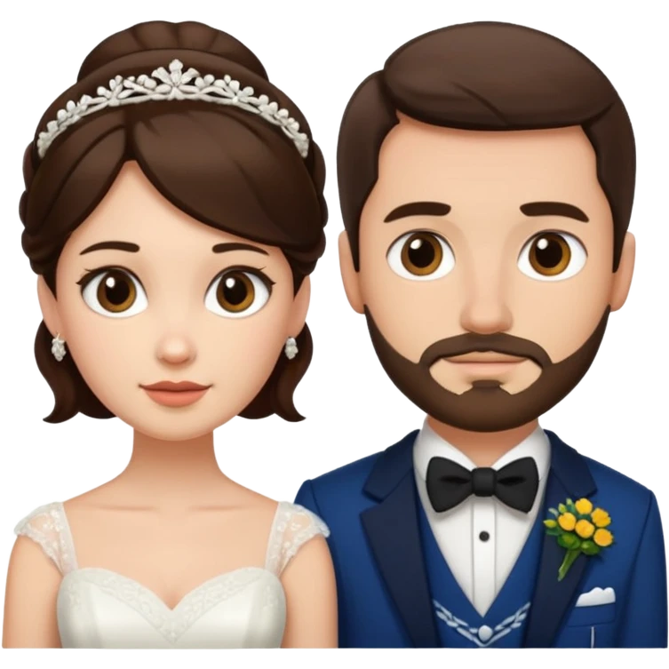 scottish man with stubble, brunette woman wedding emoji