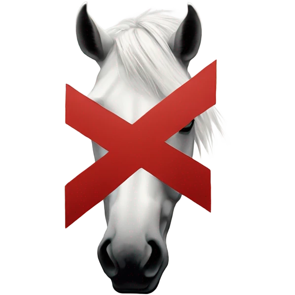 Red x over white horse  emoji