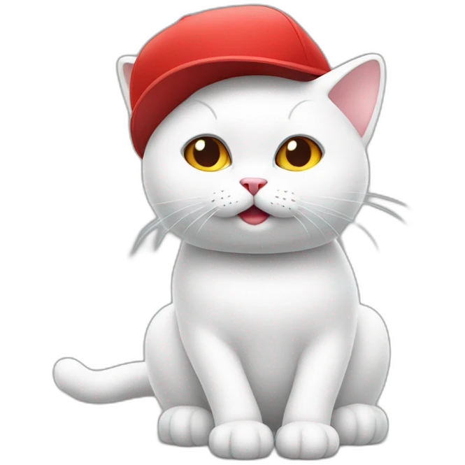 sitting white cat in vr headset in red hat emoji