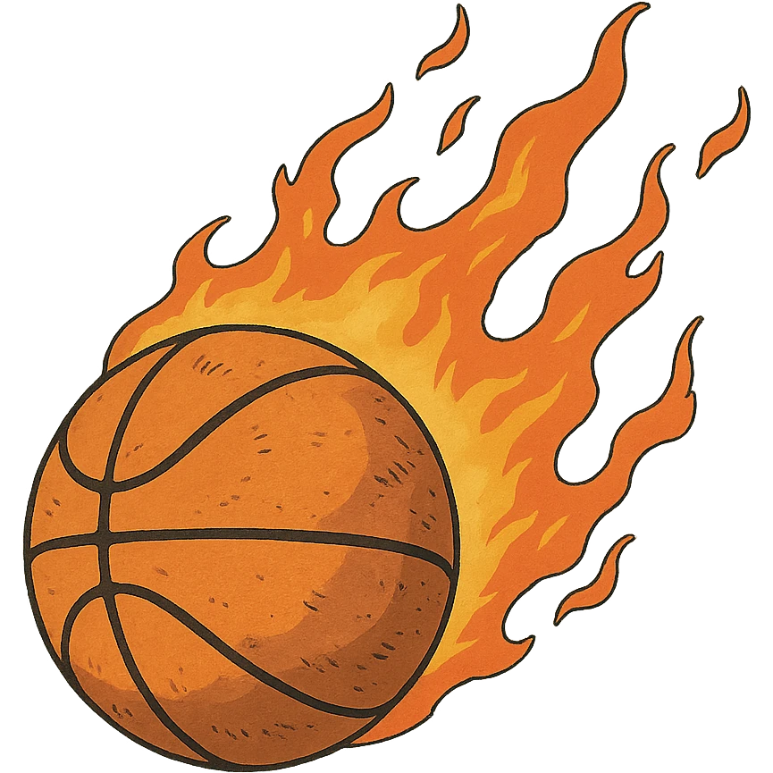 ghibli style basketball on fire emoji