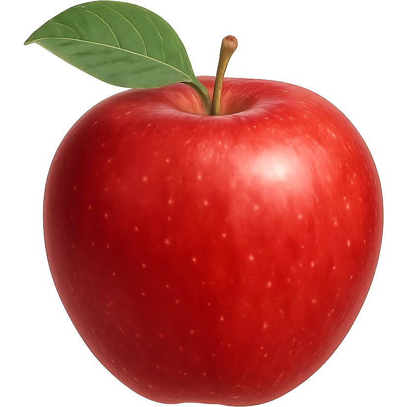 realistic red apple with a leaf, no background emoji
