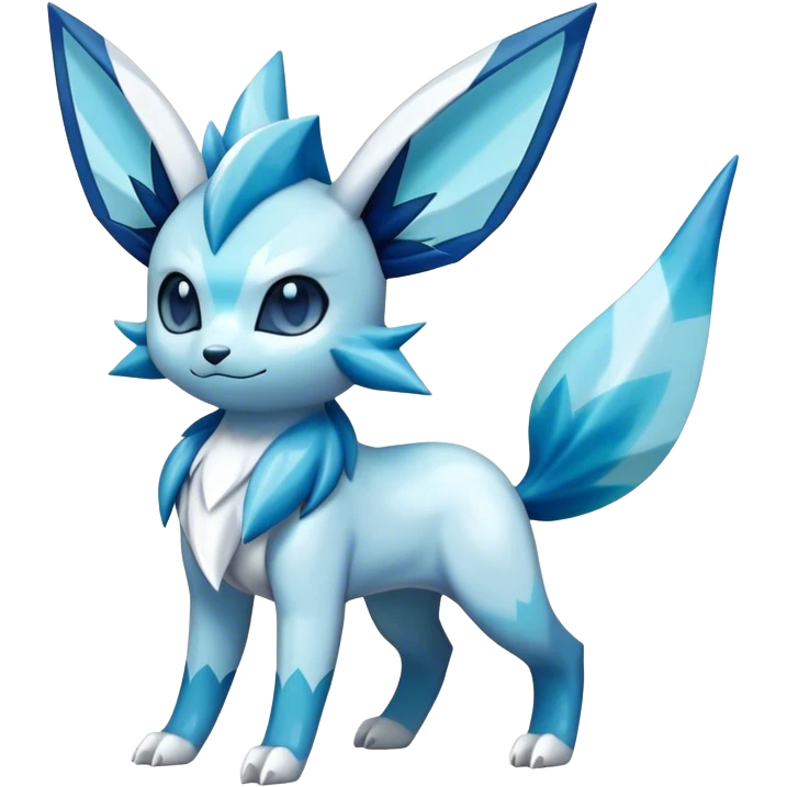 Shiny Cool Glaceon-Vaporeon-Fakemon-hybrid-fusion- full body emoji