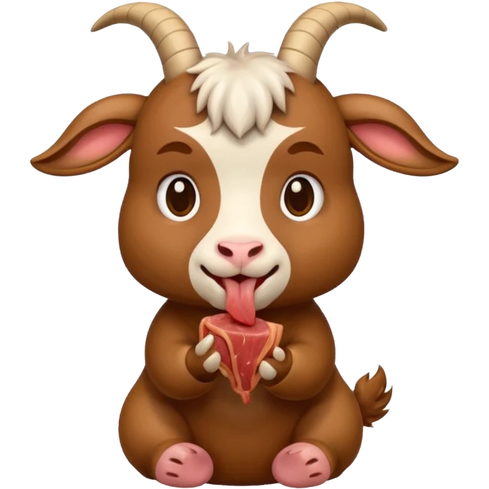 chibi goat emoji eating meat emoji