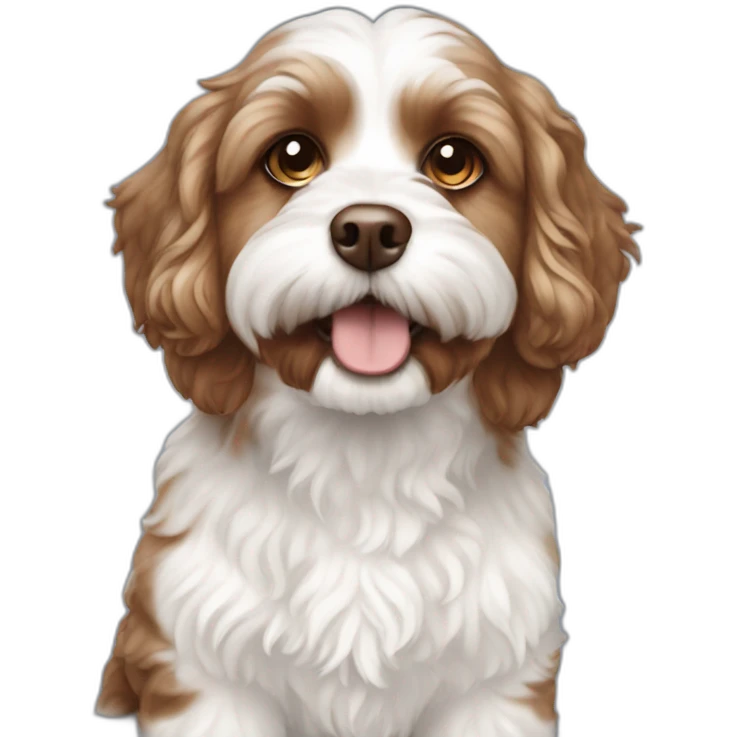 Brown white cavapoo emoji