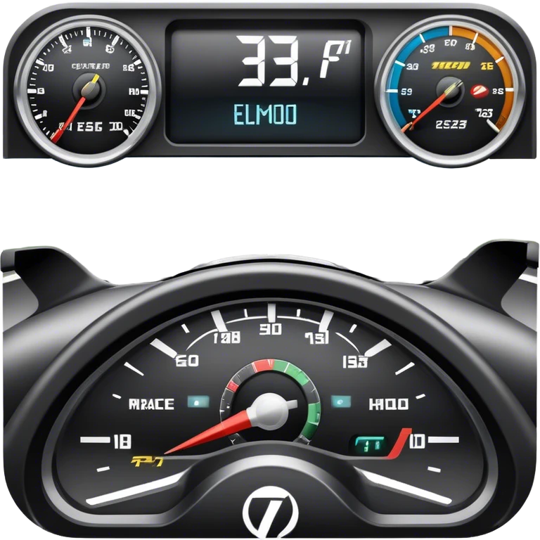 An icon showing a racing game interface, inspired by Grand Turismo. The design features a garage with a selection of high-performance cars, along with race track visuals in the background. Speedometer, lap timer, and other HUD elements add to the excitement. Transparent background emoji