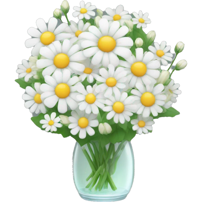 White flower bouquet in a glass vase emoji