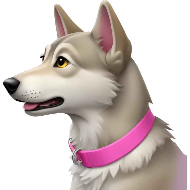 Czechoslovakian wolfdog with a pink collar emoji