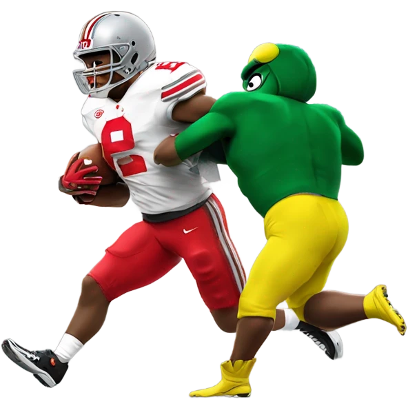 Ohio state buckeye mascot Brutus beating up the Oregon ducks mascot  emoji