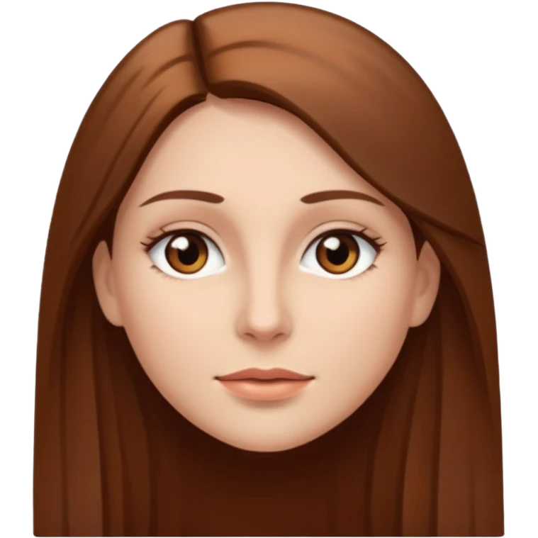 Uma mulher branca, olhos castanhos, cabelo castanho, longo e liso  emoji