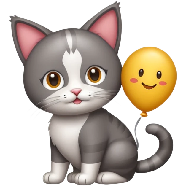 Elinde balon tutan kedi emoji
