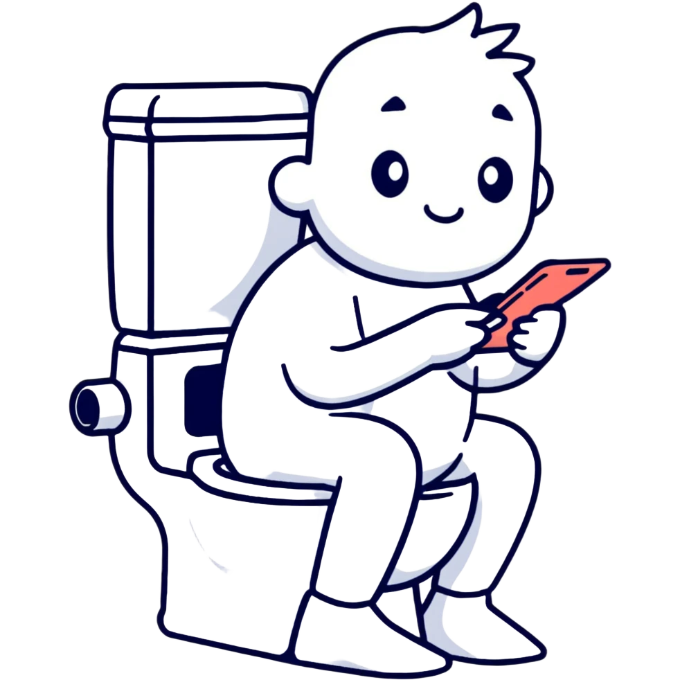 person sitting on toilet looking at smartphone emoji