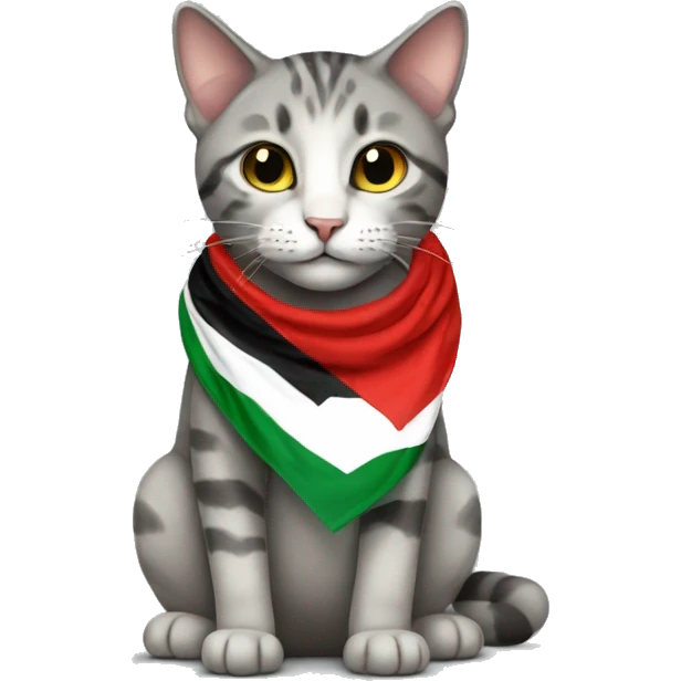 Cat wearing a Palestine scarf emoji