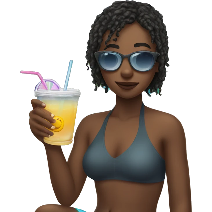 girl at the pool with drink in hand  emoji