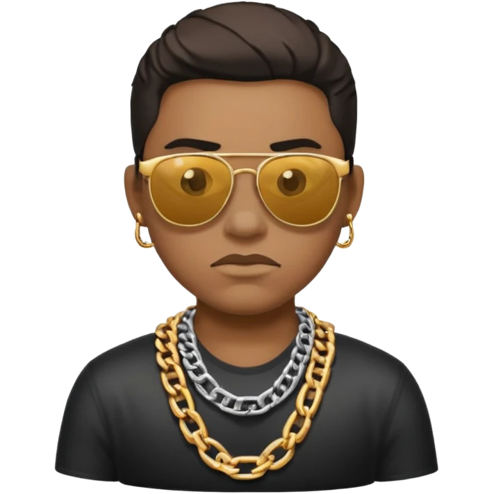 gangster emoji, tough expression, gold chain, sunglasses emoji