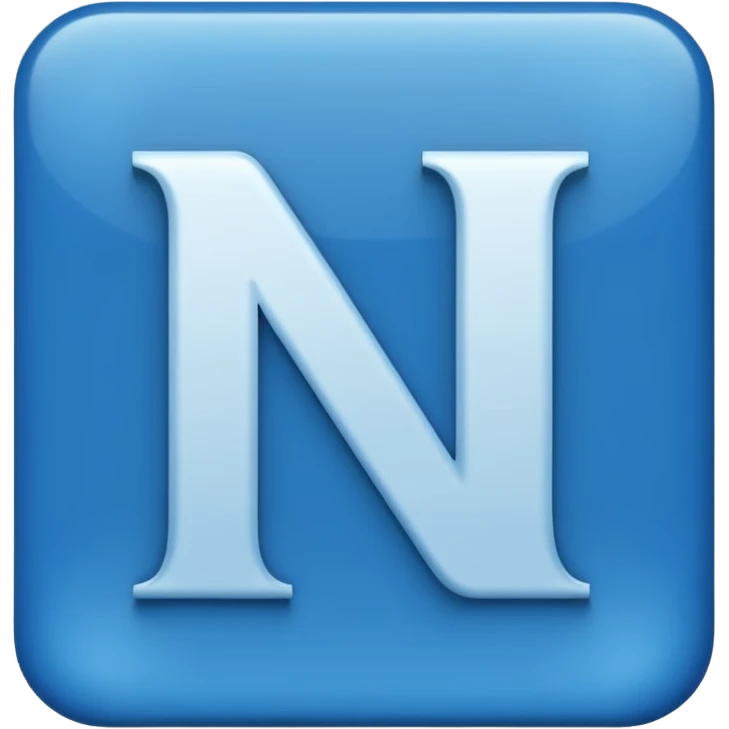capital letter "N" printed in blue square in middle emoji