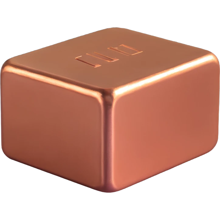 A rough copper ingot, industrial, metallic texture emoji
