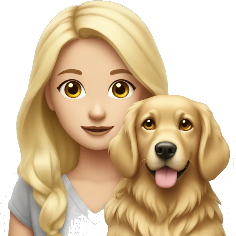 Blonde girl grey eyes with golden retriever  emoji