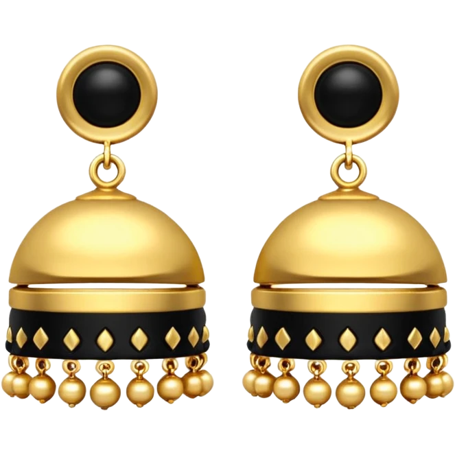 A small beautiful jhumka pair in golden black color with very  no stones design... Liie in the image.., emoji