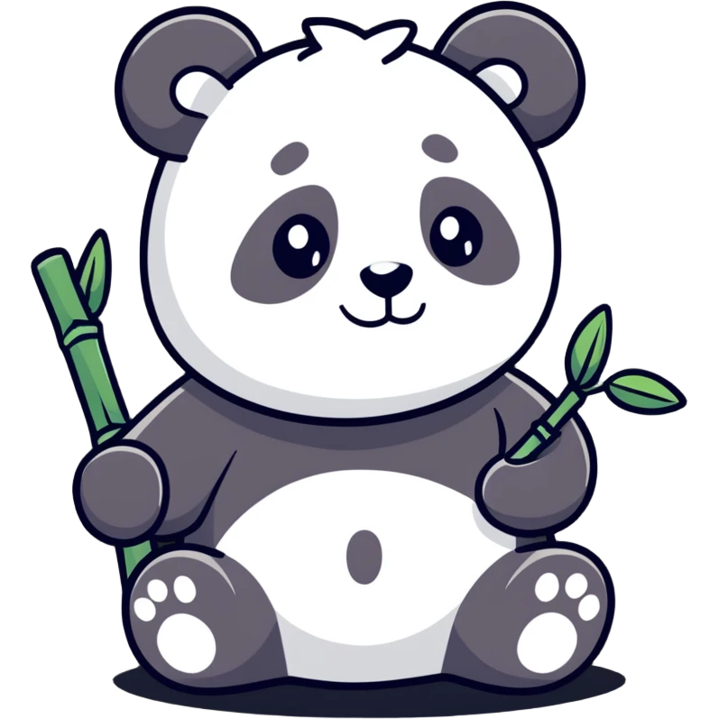 A lovely panda holding a bamboo shoot emoji