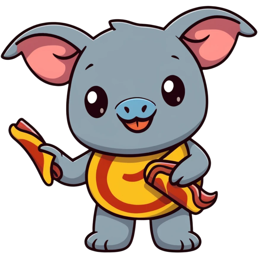 winking Stitch holding a bacon strip emoji