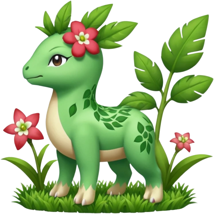 Tropius-Shaymin-Ivysaur-Meloetta-Pokémon-fusion, full body emoji