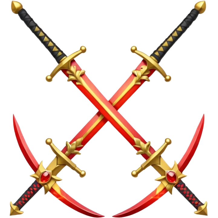 Fully yellow royal two swords crossed fiery with red gems emoji
