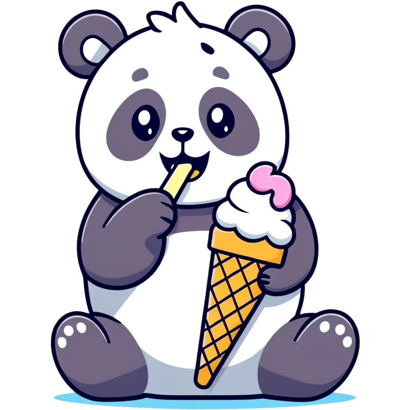 Panda eating ice cream emoji