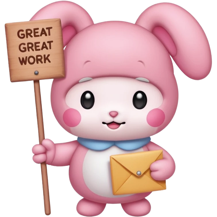 my melody with sign that says great work emoji