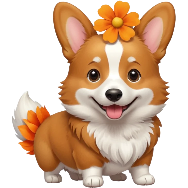 Корги з квіточкою emoji
