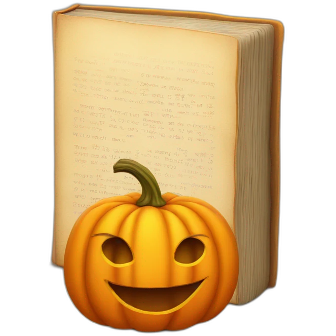 A Book beside a pumpkin emoji