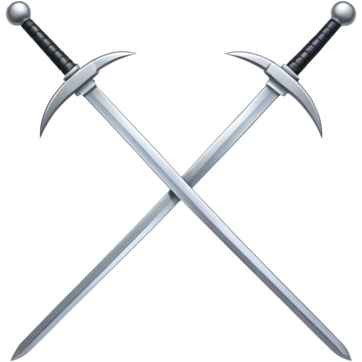three silver swords, 2 making a X with another on top making a unoutlined sideways bowtie shape. emoji