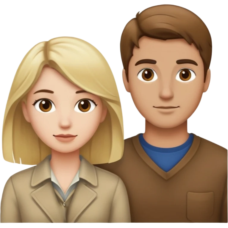 Brown hair man and blonde hair girl couple  emoji