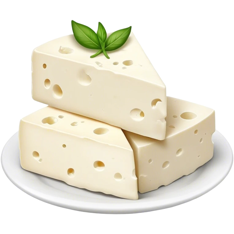 Feta Cheese Cinematic Realistic Feta Cheese Dish Emoji, depicted as slices of tangy, creamy feta cheese served on a plate, rendered with crisp textures and soft, natural lighting. emoji