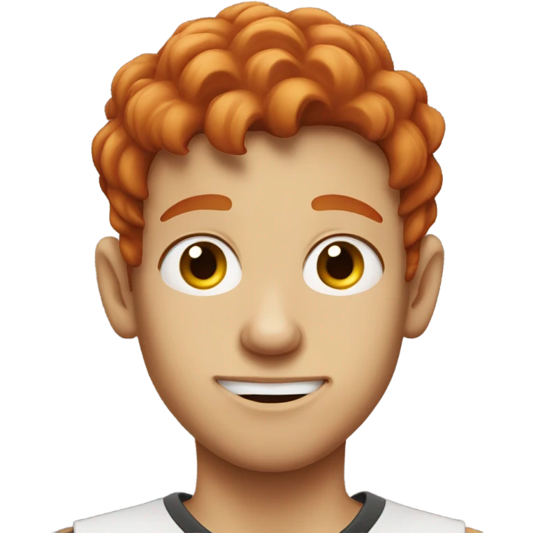 Red haired teen boy with a crooked eye emoji