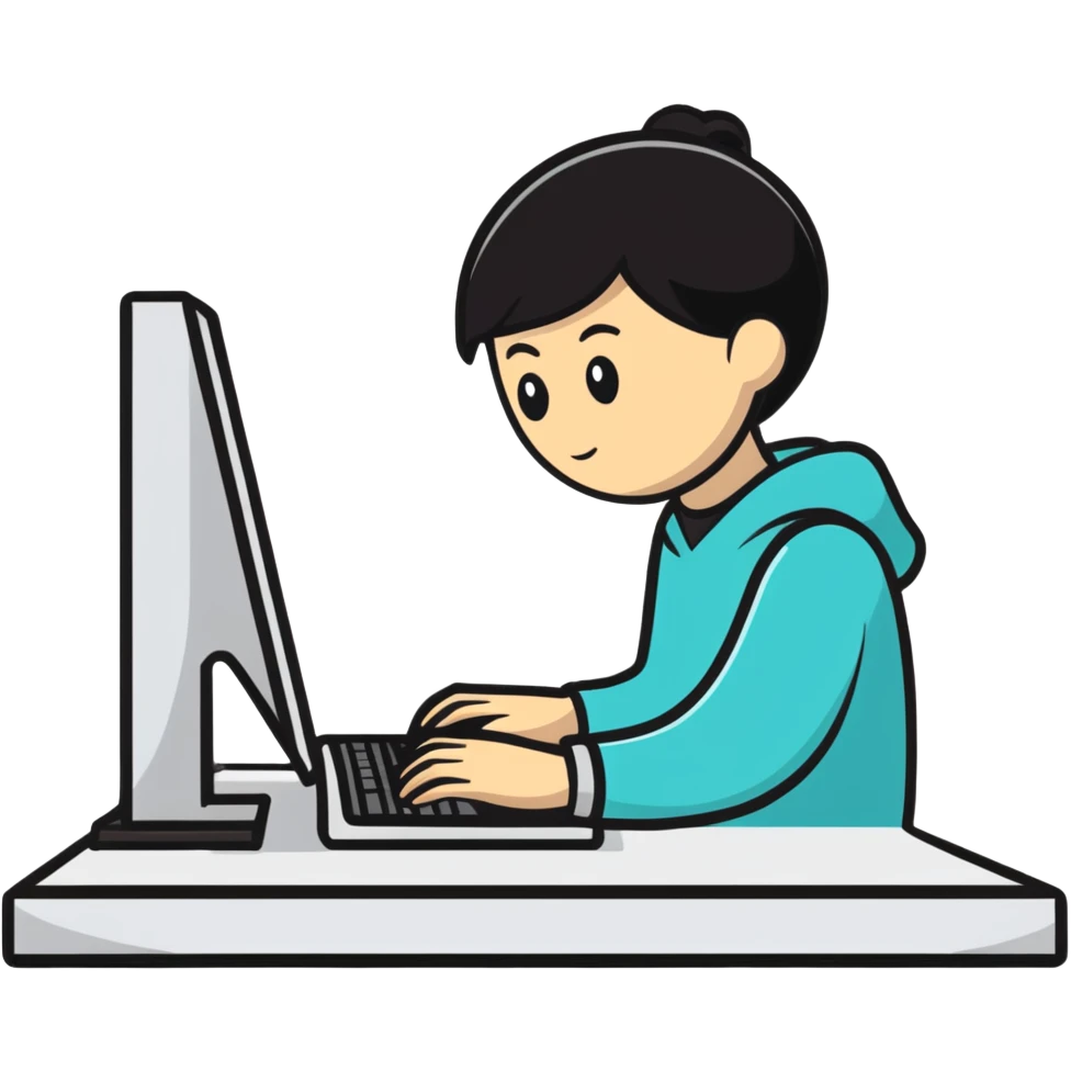 programmer coding at computer emoji