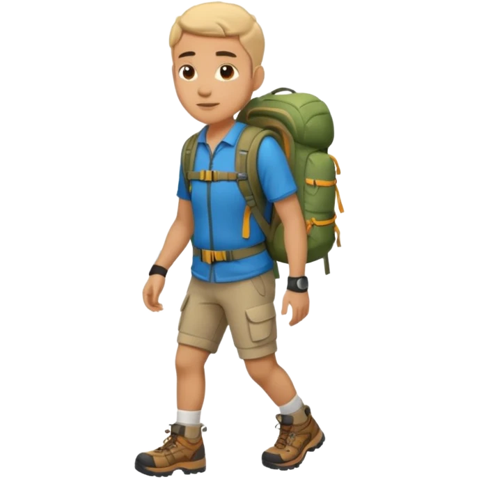ligth man with backpack and hiking clothes, full body emoji