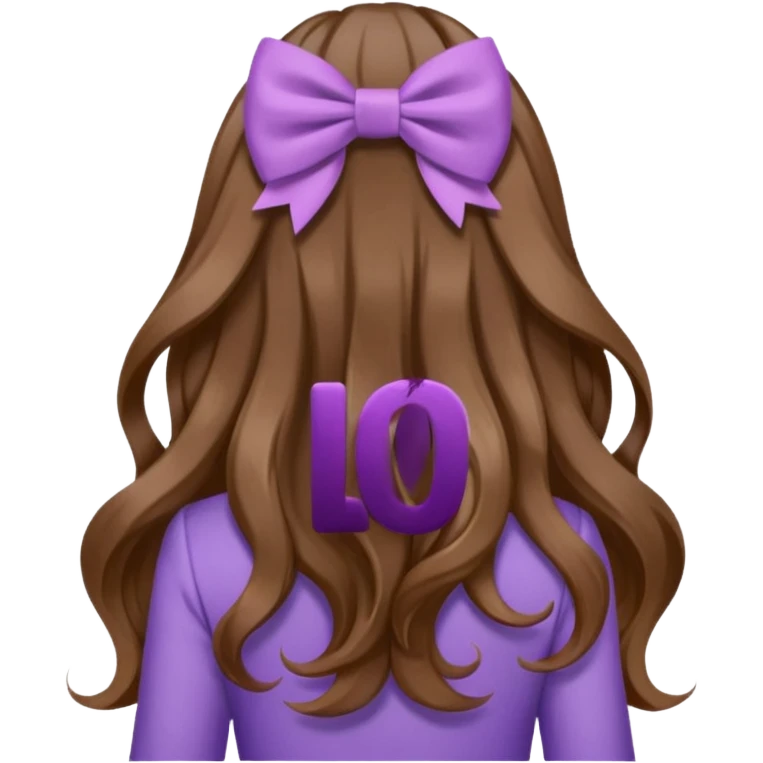 long wavy brown hair from behind with a medium lilac bow emoji
