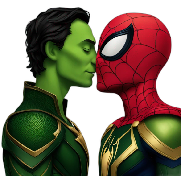 loki kissing spiderman emoji